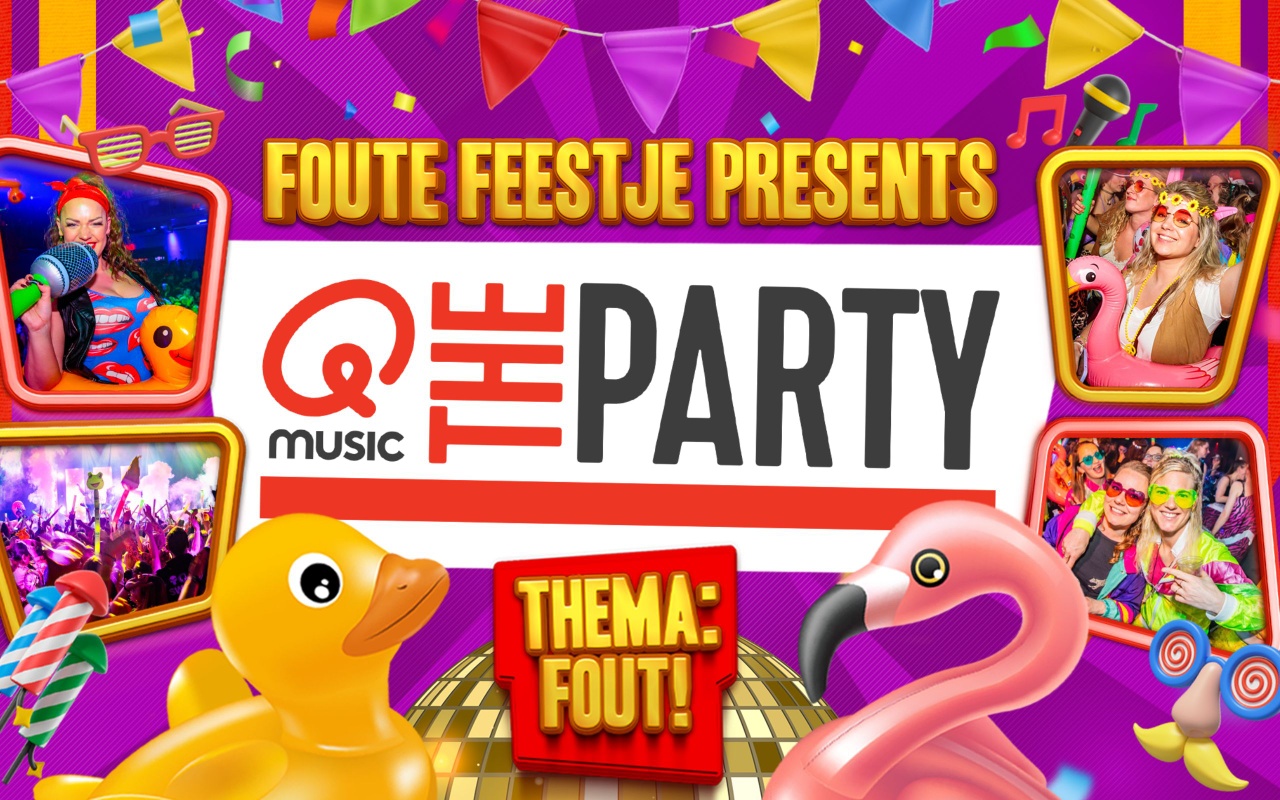 Collage van Foute Feestje dat Qmusic the Party organiseert.