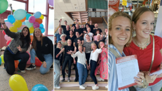 Een collectie van beelden van blije stagiaires die het super leuk hebben tijdens hun stage.