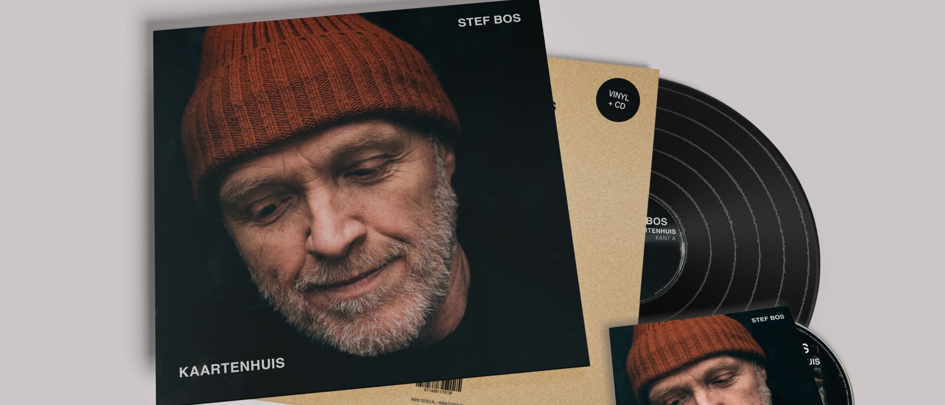 Stef bos als cover op een LP en een CD-hoes