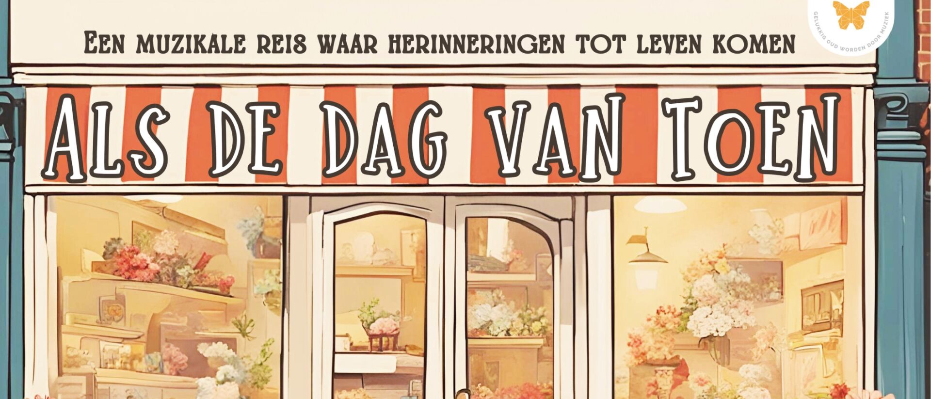 Een afbeelding met getekend een cafe en de tekst 'als de dag van toen'