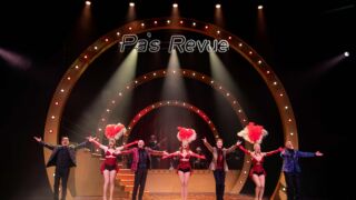 Je ziet mensen die spelen in de voorstelling. Je ziet mannen en vrouwen die dansen