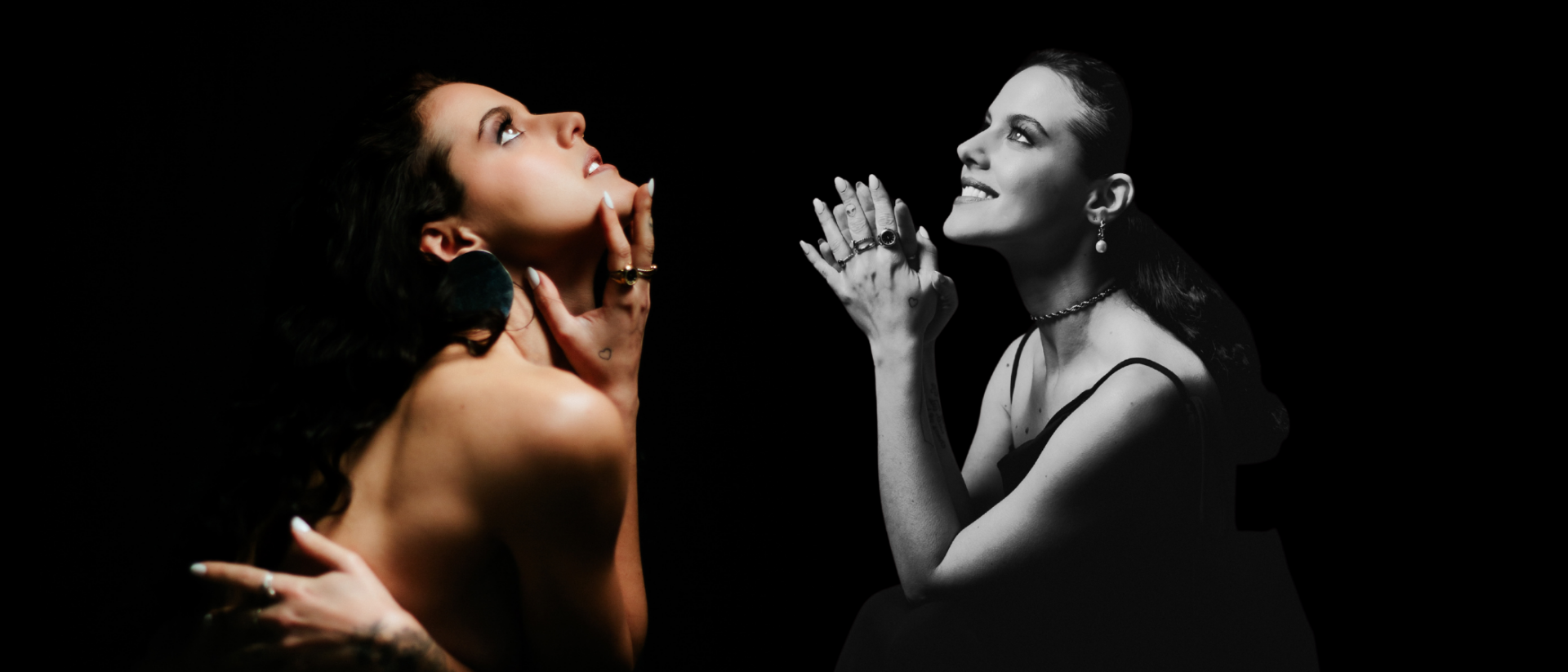 LAKSHMI in dramatisch chiaroscuro portret voor concert Here I Am Alone With You in Hoorn