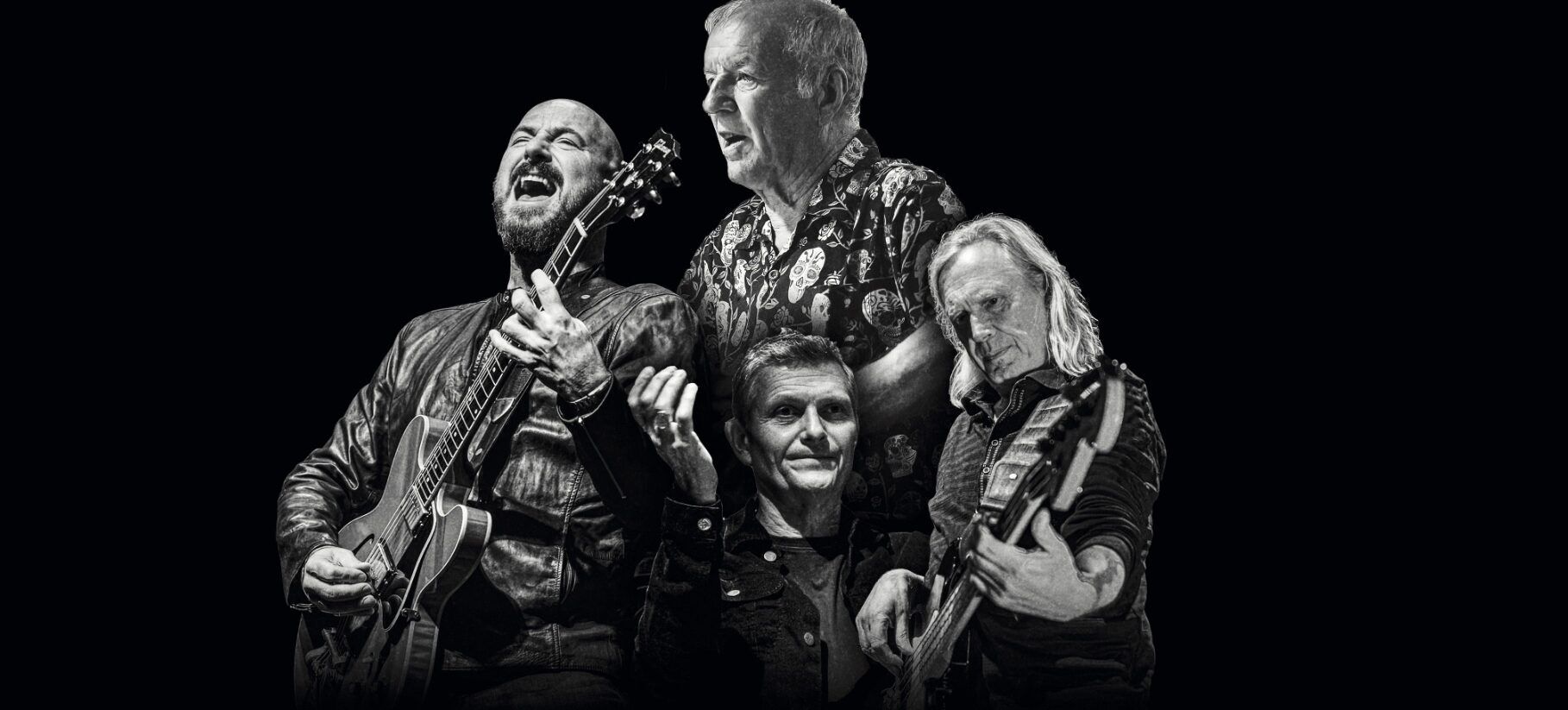 The Animals Last Farewell Tour promotiefoto met vier bandleden in zwart-wit